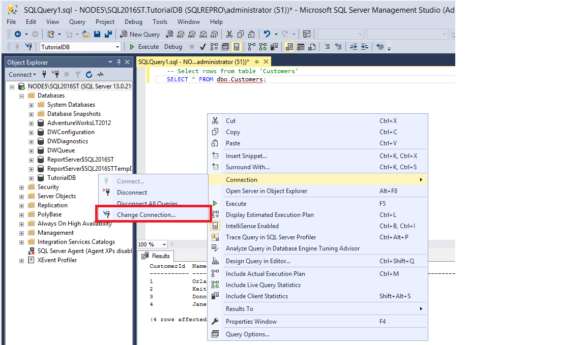 The Change Connection command