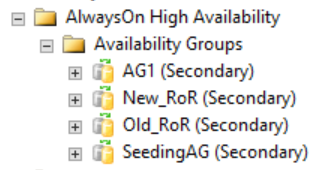 View in SQL Server Management Studio of a secondary replica