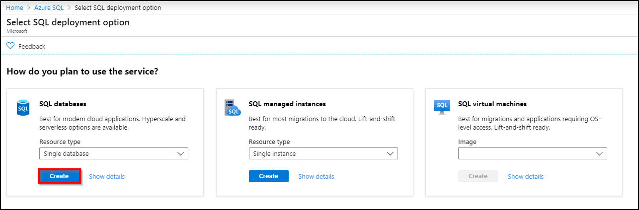 Create single database