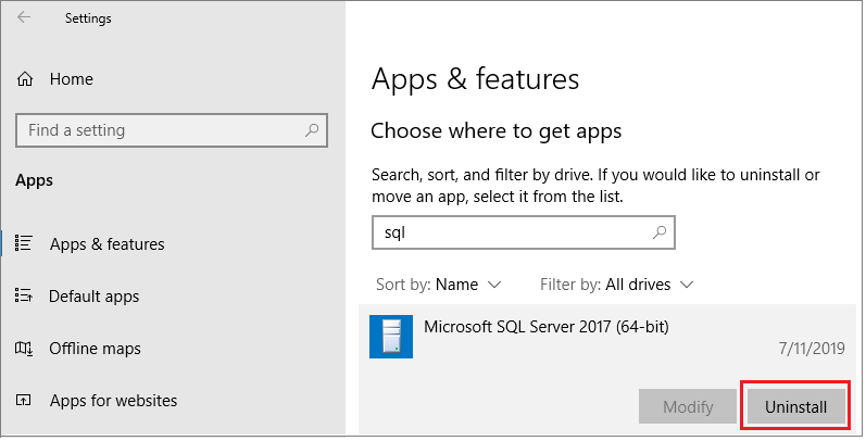 Uninstall SQL Server