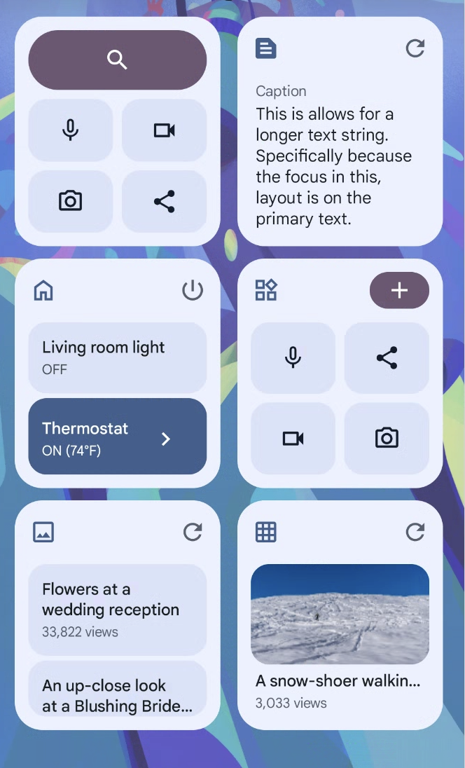 Canonical Widget Layouts Showcase
