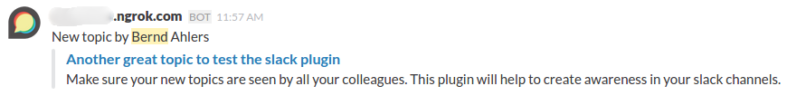 Discourse slack example notification
