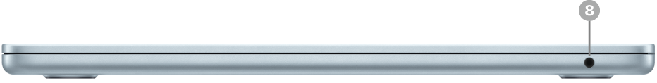 הצד הימני של MacBook Air עם שקע השמע בגודל 3.5 מ״מ.