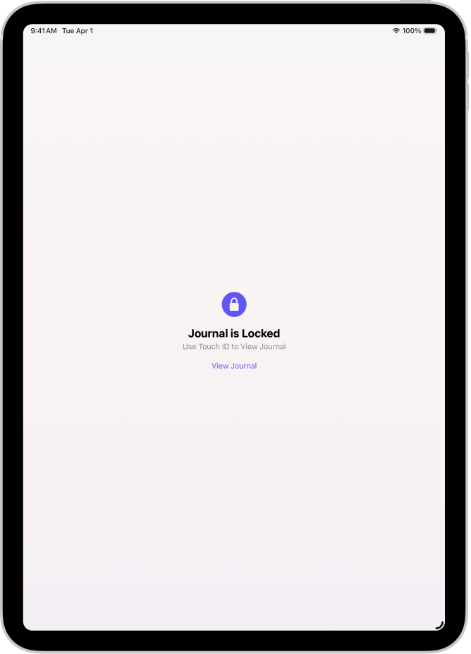 A screen that prompts you to use Touch ID to unlock your journal