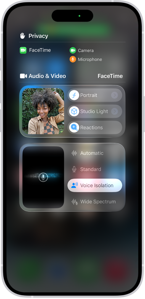 The Control Center, showing options for audio and video effects.