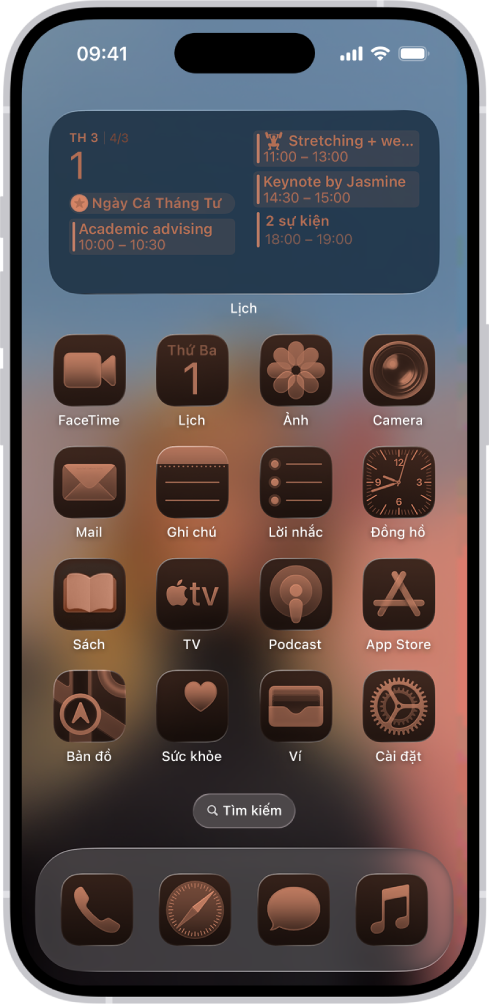 Màn hình chính của iPhone với các biểu tượng ứng dụng có màu.