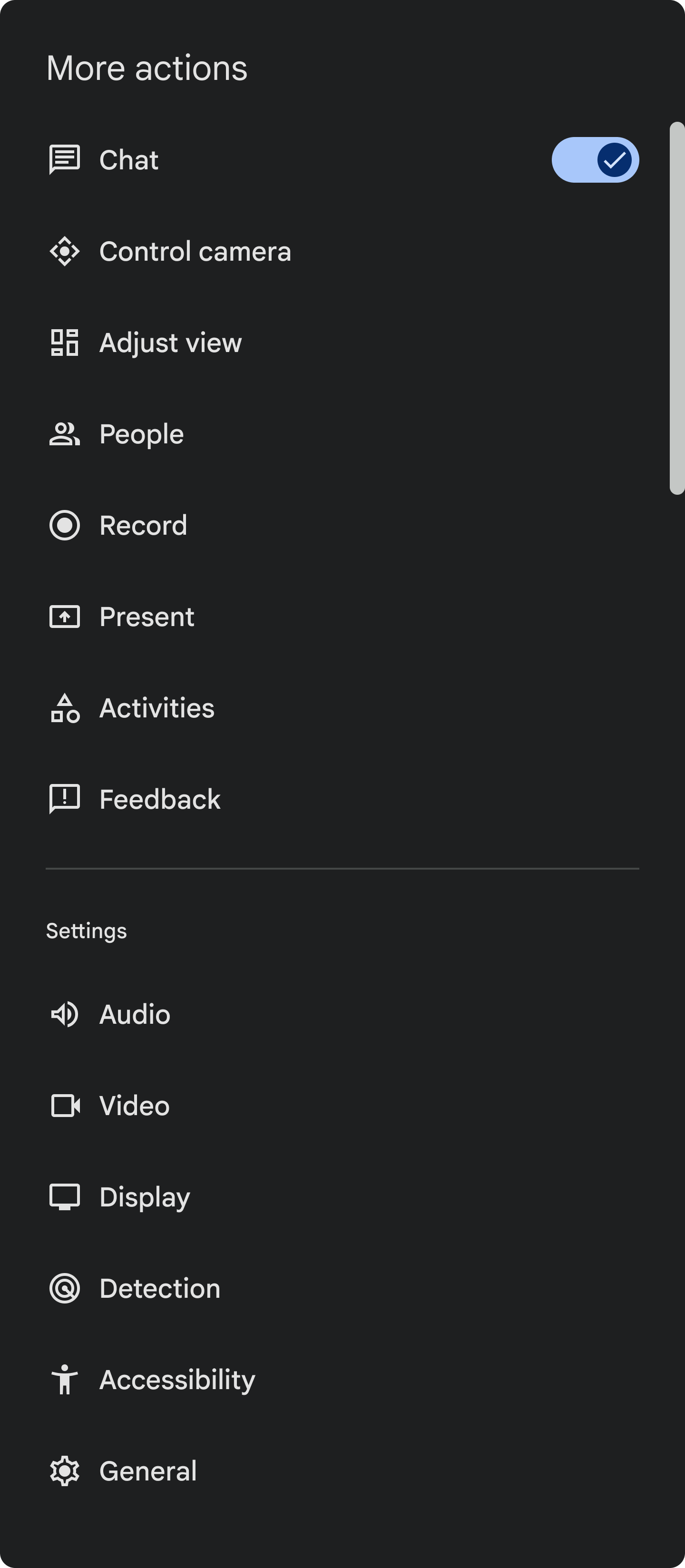 More Actions menu