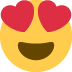 Gözleri kalp şeklinde gülümseyen yüz 😍