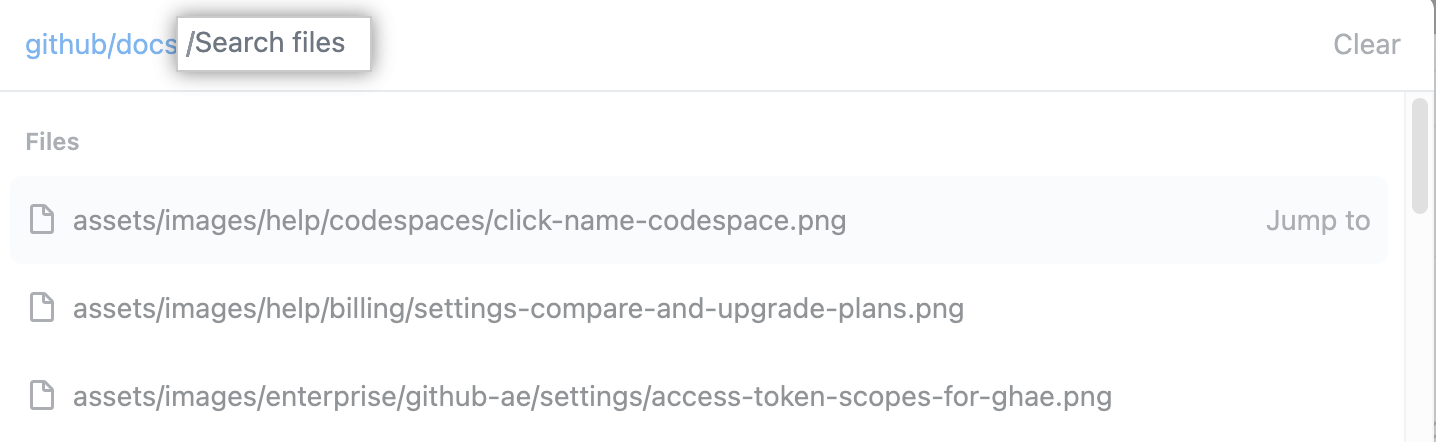 Command palette search files