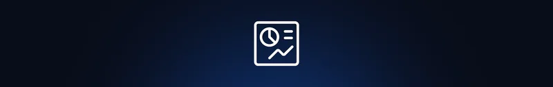 Icon of a dashboard with a clock and a line graph on a dark blue background